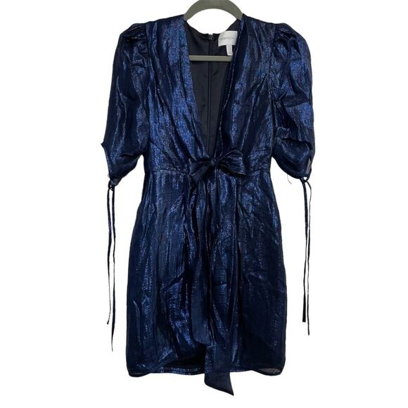 Alice McCall Blue Night Moves Metallic Cocktail Mini Dress - Picture 2 of 13